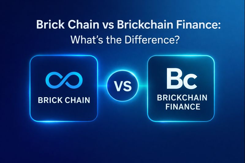 Graphic showing Brick Chain and Brickchain Finance as separate entities with a note that they are not affiliated.