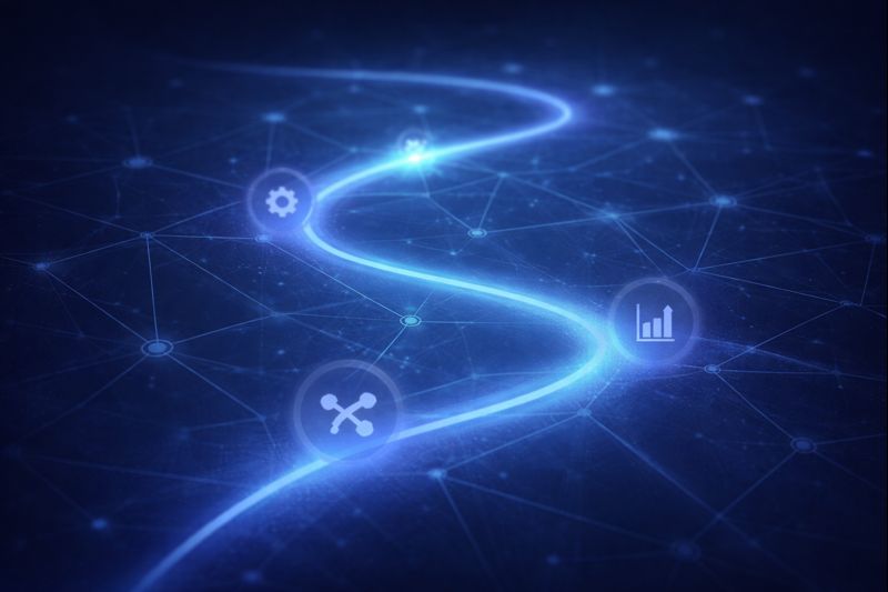Minimal DeFi trade route diagram showing spread, slippage, and routing as hidden costs in crypto swaps.