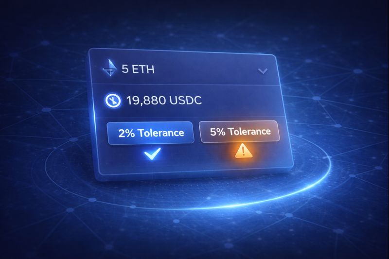 Minimal illustration representing slippage tolerance in DeFi, showing controlled price movement during a token swap.